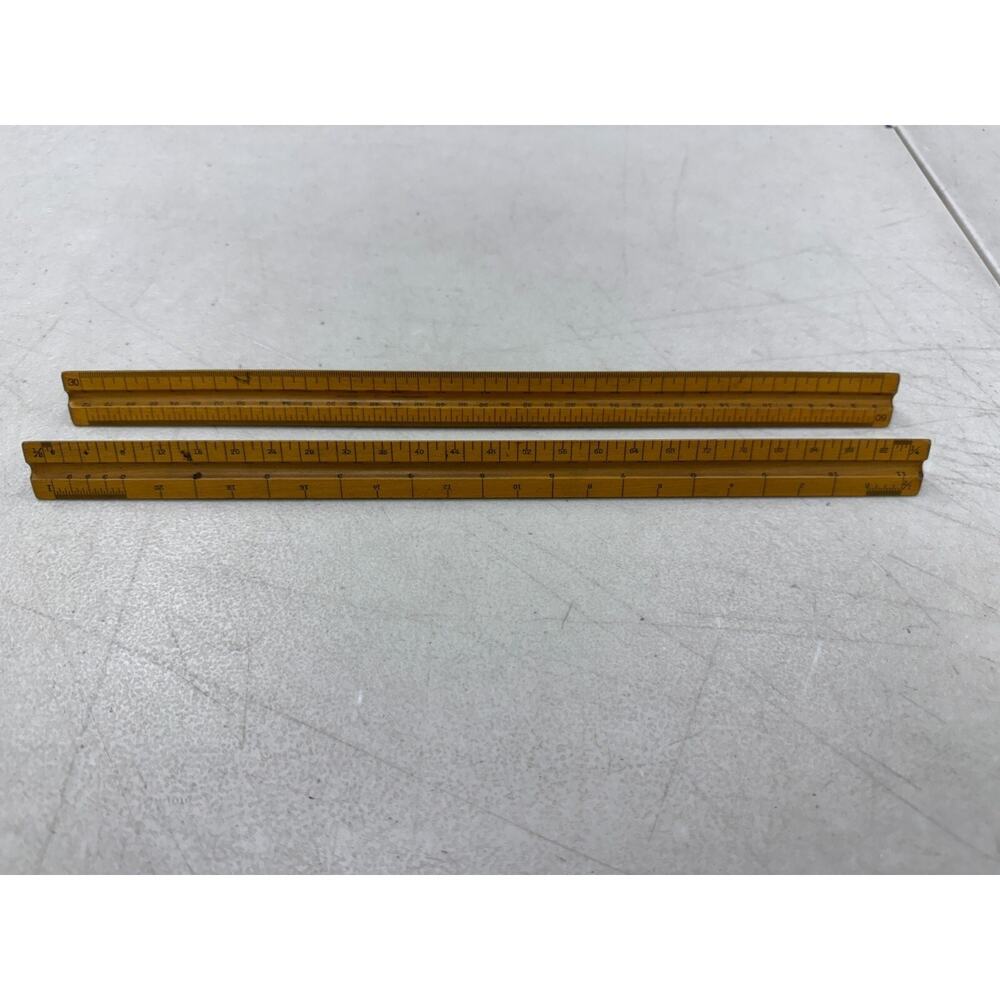 The HUGHES OWENS CO. LTD U.S ST'D 1301 Triangle Engineering Scale Ruler Lot Of 2